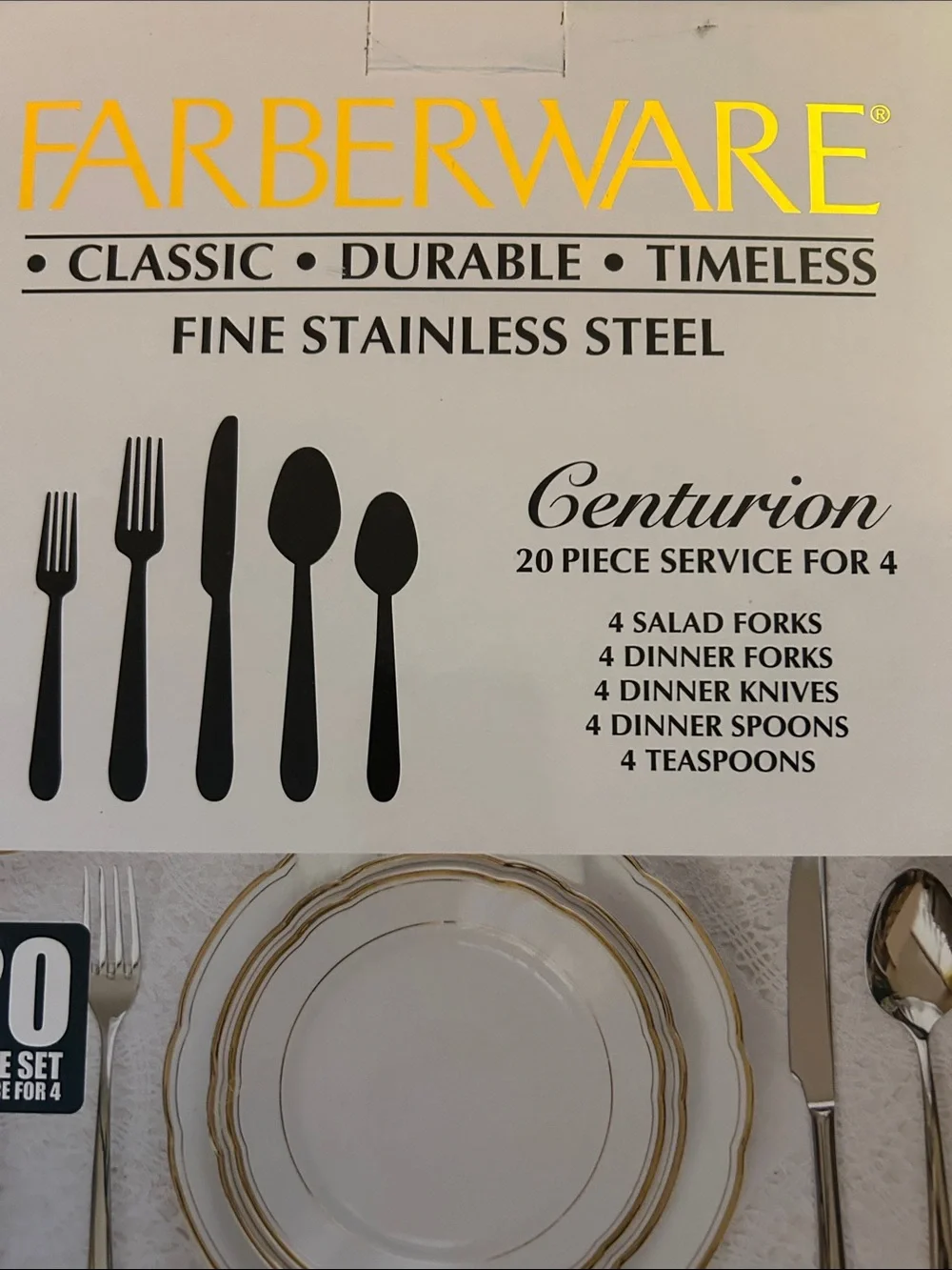 Farberware Polished Stainless Steel 20-Piece Flatware Set - Silver